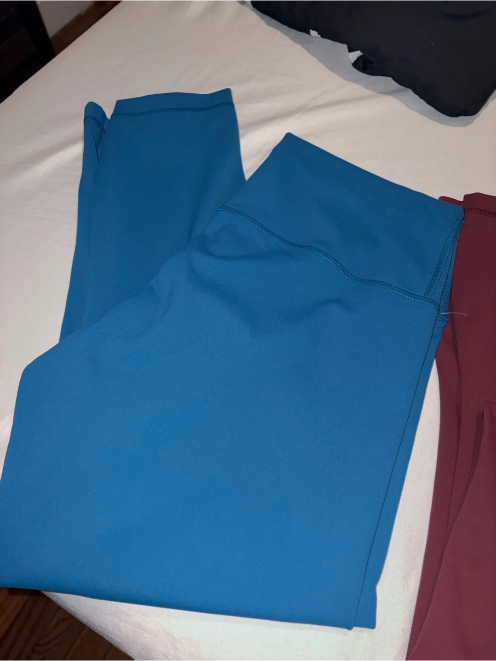 Lululemon size 14 High-Waist Active Leggings Duo — Teal & Burgundy